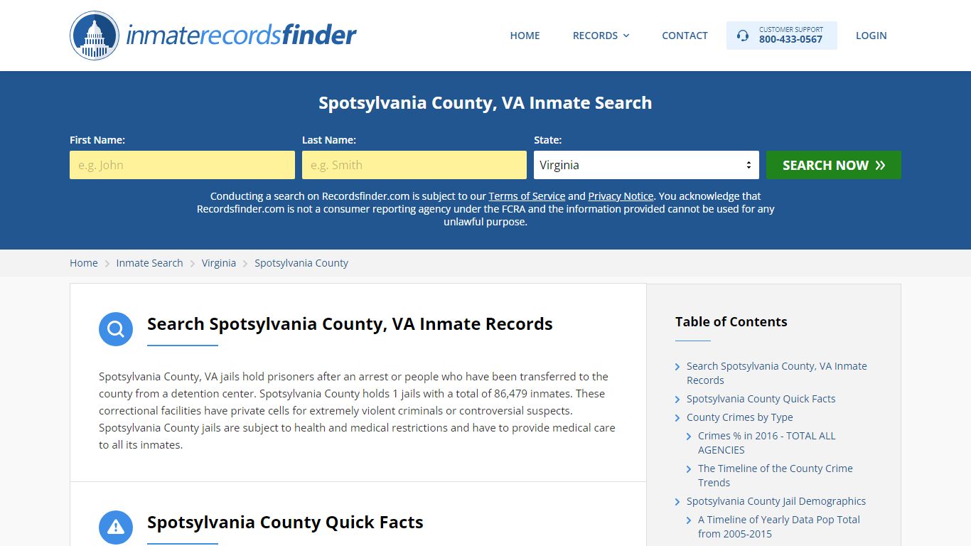 Spotsylvania County, VA Inmate Lookup & Jail Records Online