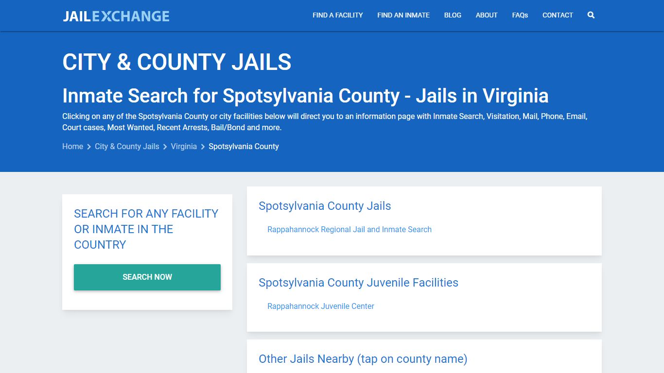 Inmate Search for Spotsylvania County | Jails in Virginia - Jail Exchange